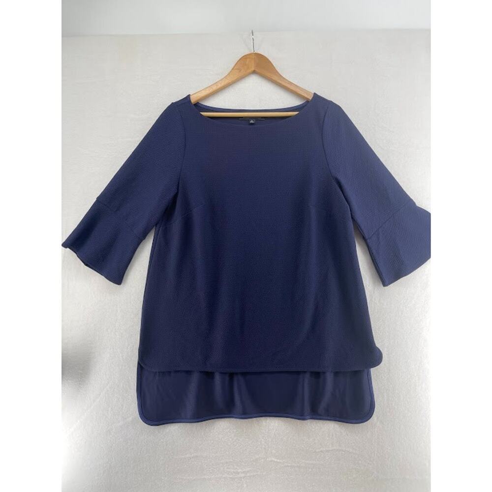 Womens Eloquii Tunic Top Navy Size 14 Bell Sleeves High/Low